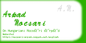 arpad mocsari business card